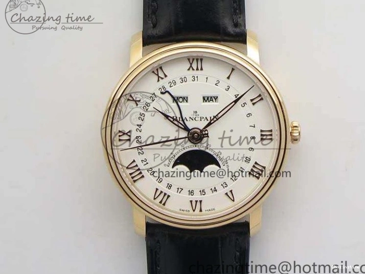 0318 WellDesigned Villeret 6651 YG ZF 1:1 Best Edition White Dial on Brown Leather Strap A 8000
